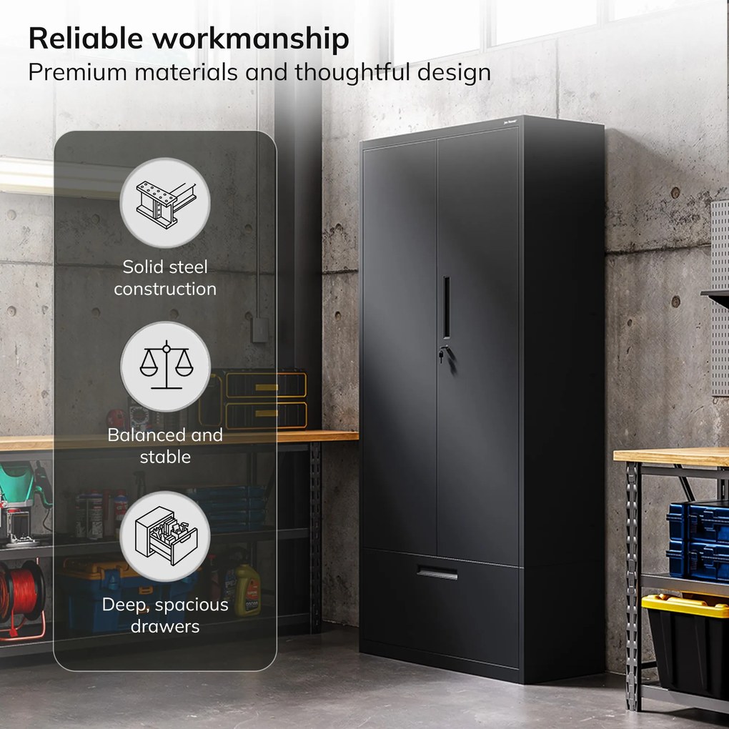 Megan Czarny - szuflada pojedyncza 185 cm