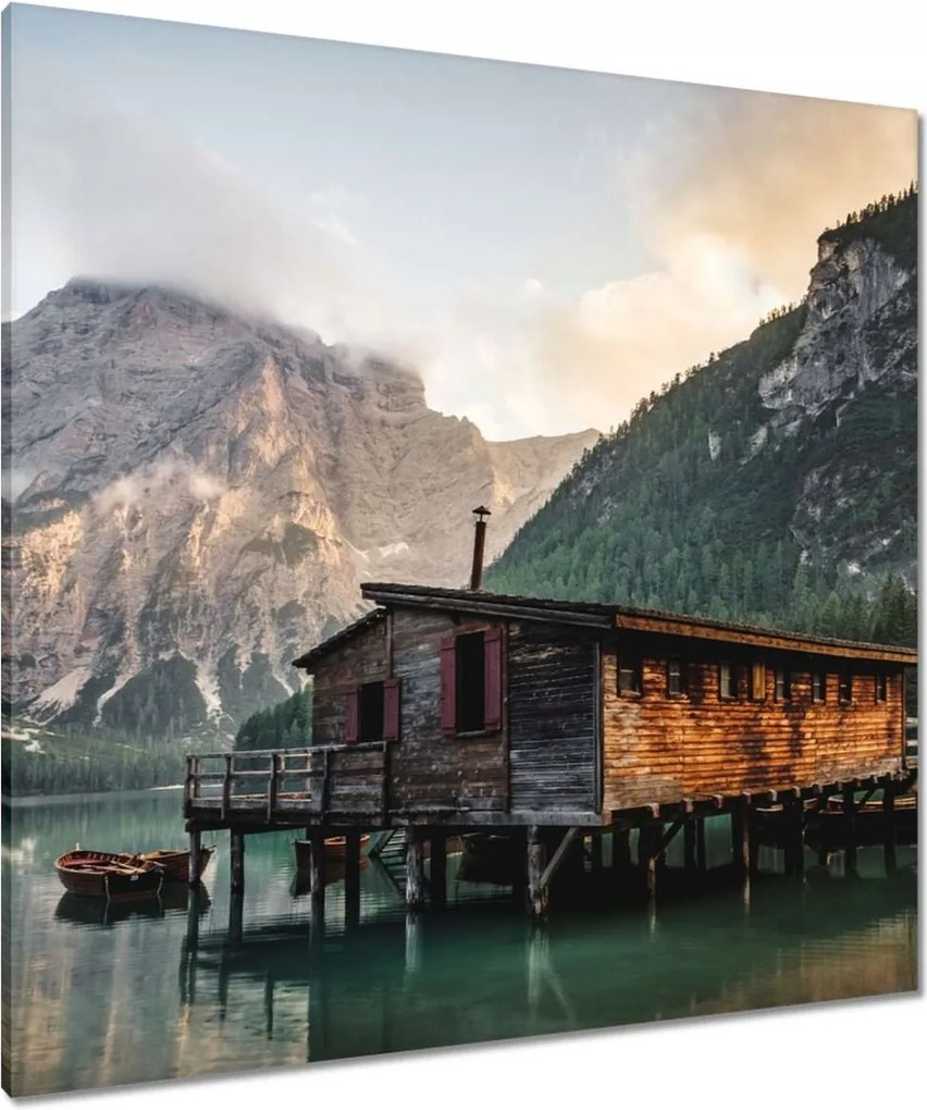 Vászonkép 90x90 Hegyi kikötő Csónakok