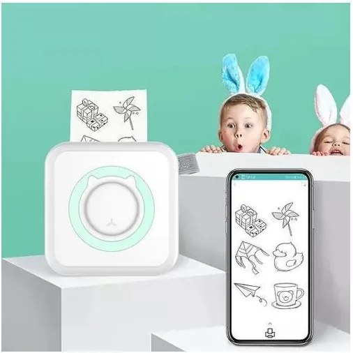 Hordozható akkumulátoros mini printer, intelligens nyomtató hőpapírral, bluetooth kapcsolattal TT-2004
