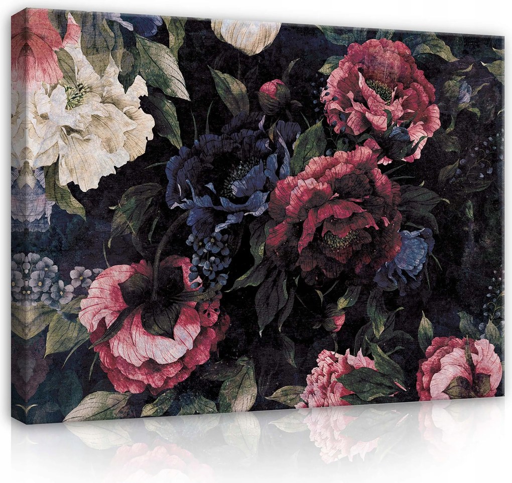 Vászonkép 80x60 Virágos sötét csendélet barokk vintage botanikus