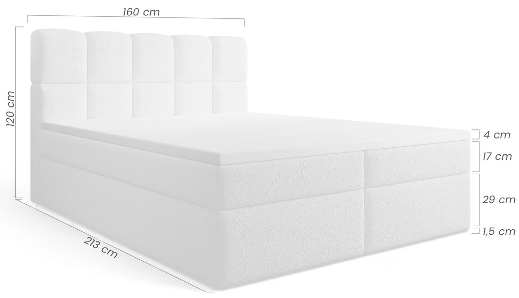 Carello kontinentális ágy 160x200 tárolóval - bézs bouclé Quelle 05