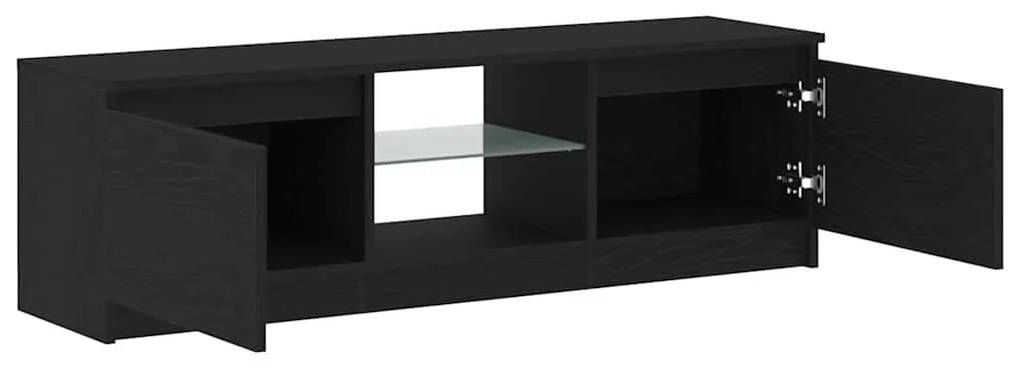 fekete tölgy szerelt fa TV-szekrény LED-ekkel 120x30x36 cm