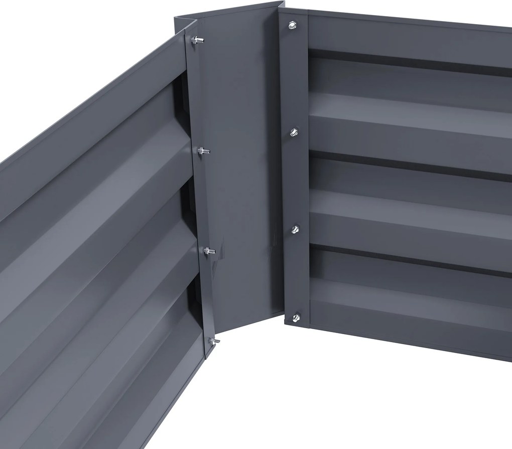 Outsunny 2 darabos Négyzetes Emelt Virágültető 100L x 50W x 30H cm - Szürke Hullámosacél | Aosom