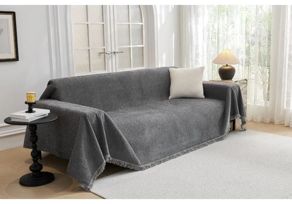 Sötétszürke négyszemélyes kanapé huzat Talo – Filumi