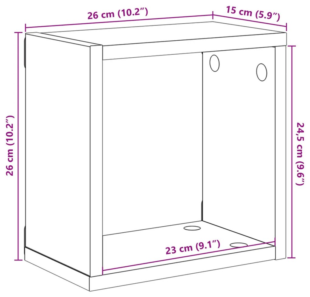 Falra Szerelhető Polcok Fekete tölgy Szerelt fa 26 x 15 x 26 cm