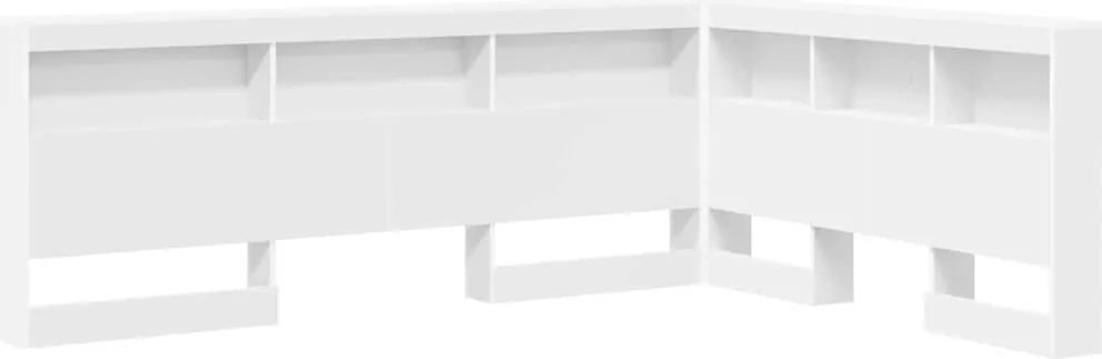 vidaXL Tároló fejtámla polcokkal fejtámlával Fehér 150 cm Faanyag