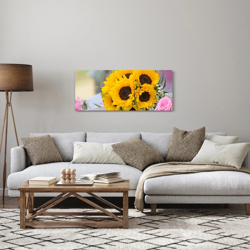 Napraforgós esküvői csokor képe (120x50 cm)