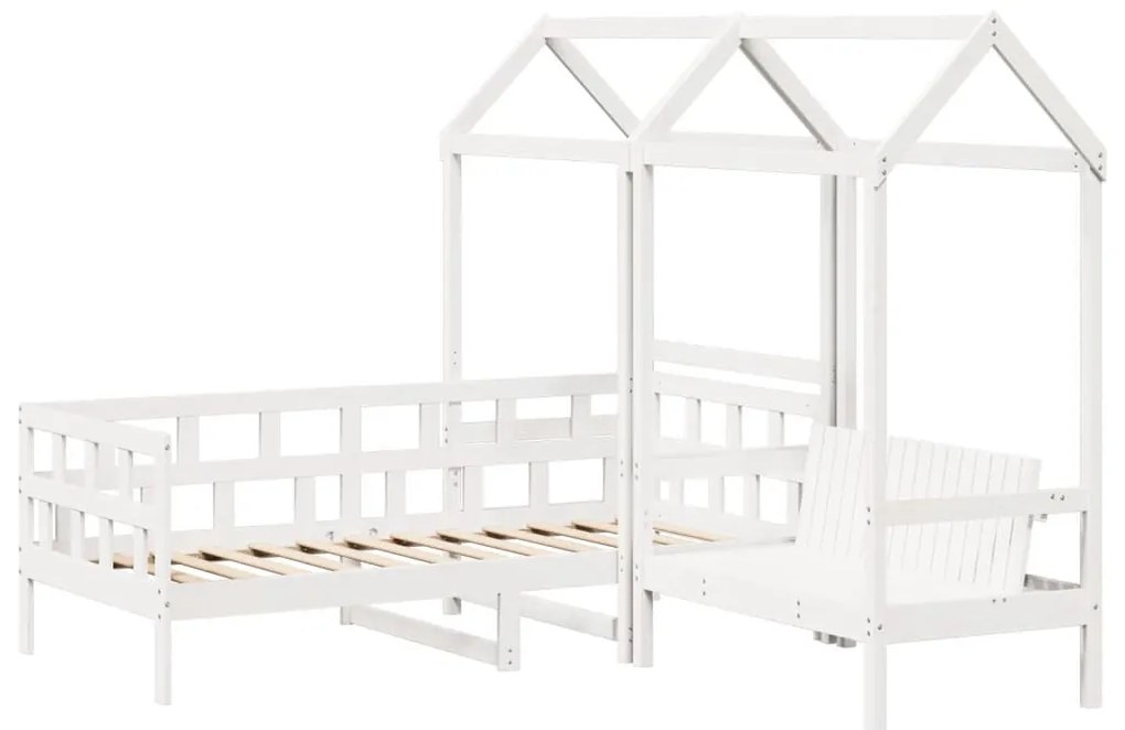 fehér tömör fenyőfa kanapéágyszett tetővel 80 x 200 cm