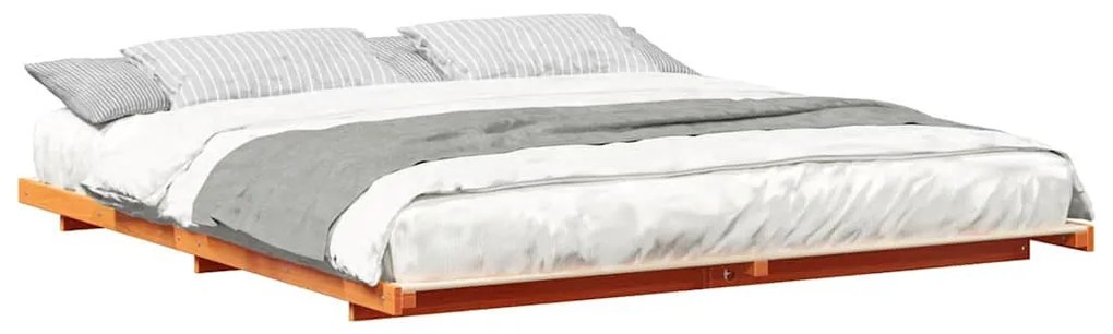 Földi ágykeret Viaszbarna 200 x 200 cm Tömör fenyőfa