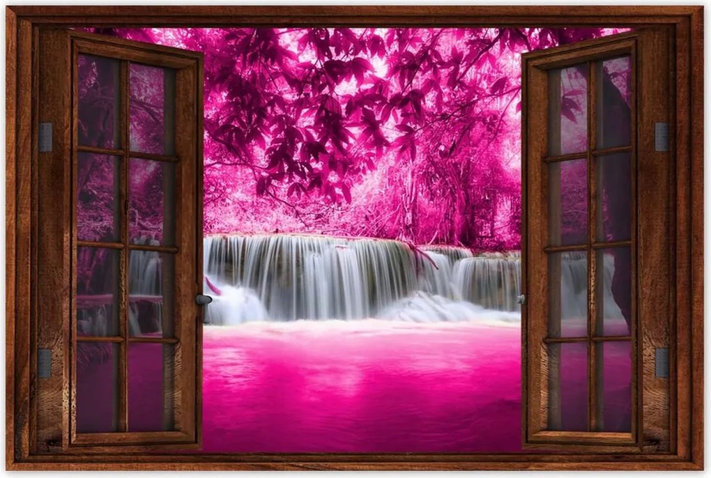 Poszterek 120x80 Rózsaszín vízesés Tájkép