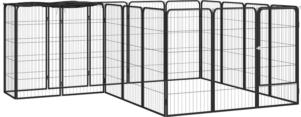 vidaXL 18-paneles fekete porszórt acél kutyakennel 50 x 100 cm