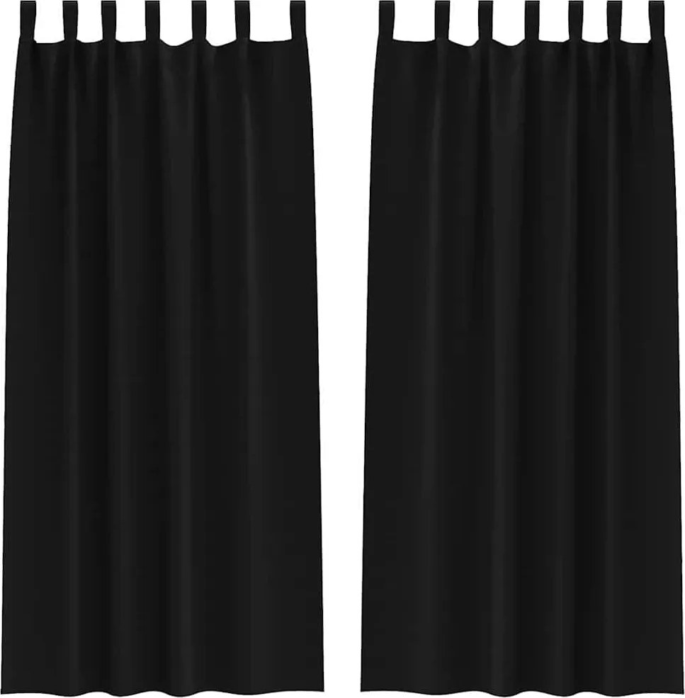 vidaXL Fekete Függöny Gyűrűkkel 2 pcs Fekete 225 x 140 cm Poliészter