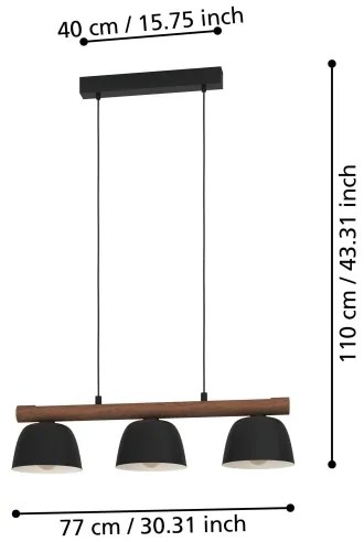 Eglo 43739 - Csillár zsinóron SHERBURN 3xE27/40W/230V