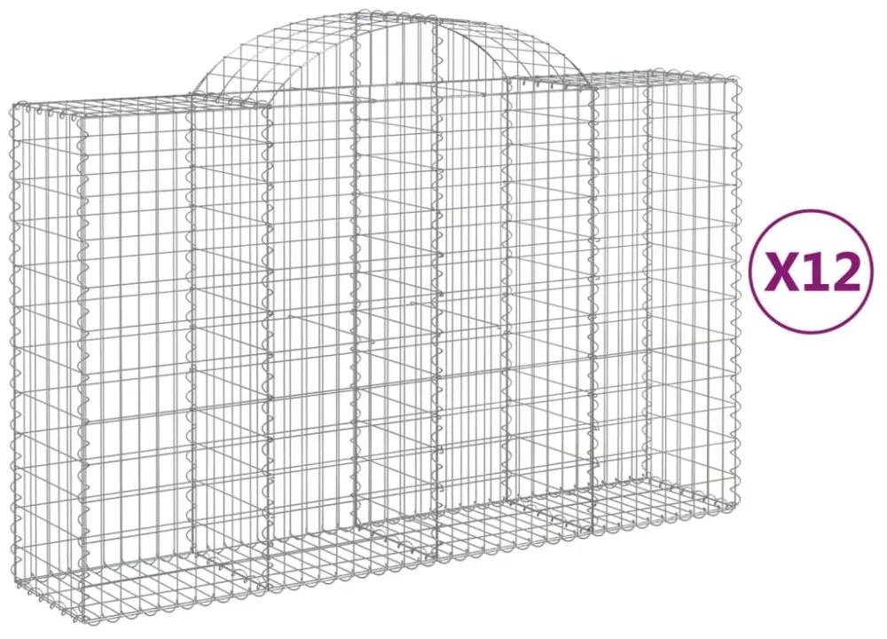 12 db íves horganyzott vas gabion kosár 200x50x120/140 cm