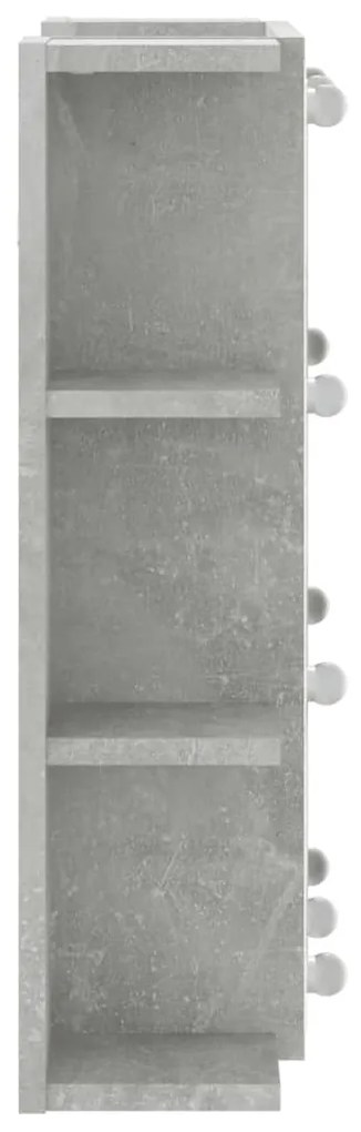 betonszürke tükrös szekrény LED-ekkel 70 x 16,5 x 60 cm