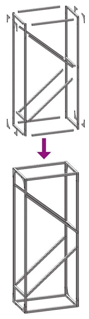 fekete hidegen hengerelt acél tűzifatároló 40x25x100 cm