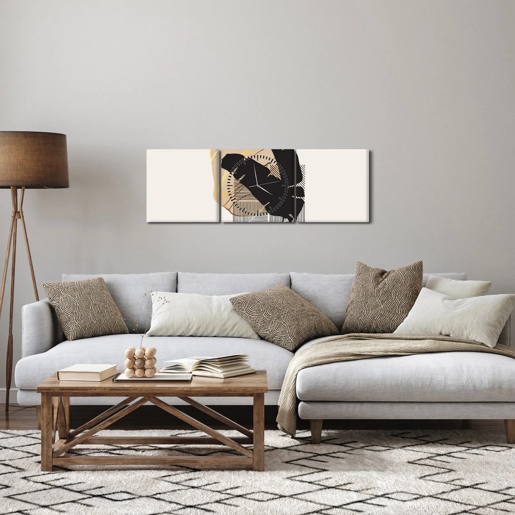 Kép - Absztrakció trópusi levelekkel N⁰4 (órával) (90x30 cm)