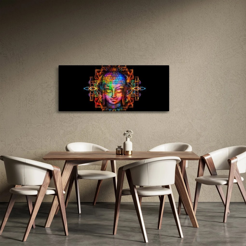 Kép - Buddha mellszobra neon színekben (120x50 cm)
