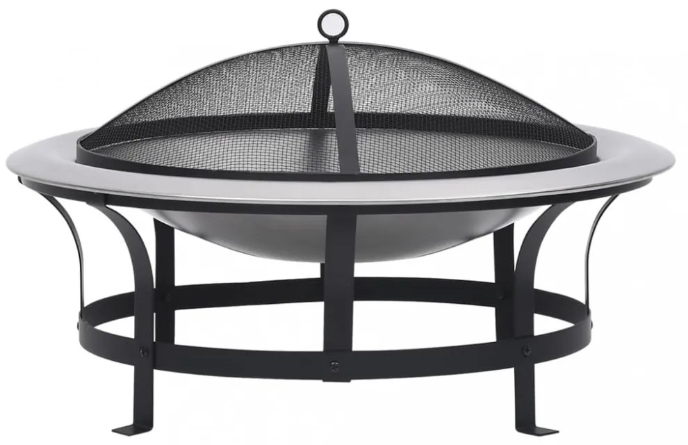 rozsdamentes acél kültéri tűztál grillráccsal 76 cm