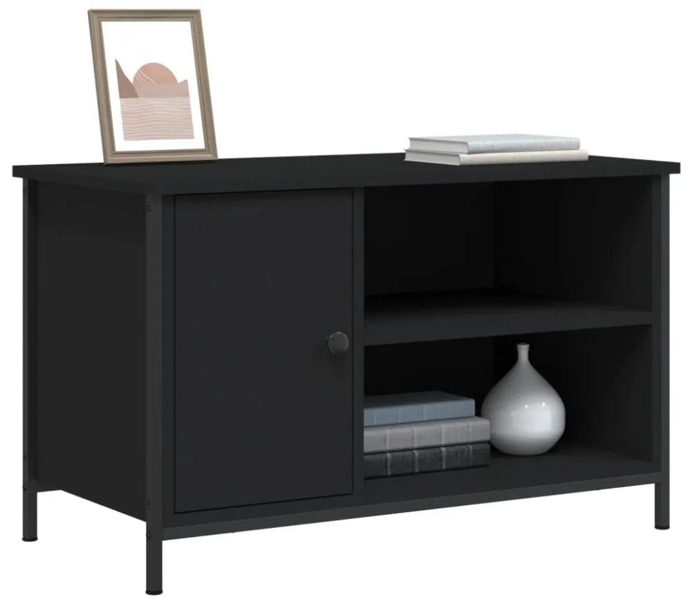 fekete szerelt fa TV-szekrény 80x40x50 cm