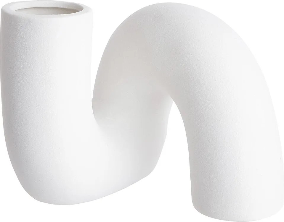PIPE kerámia váza, fehér 16 cm