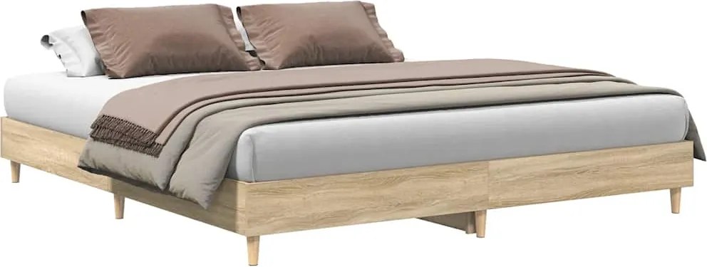 vidaXL sonoma tölgy színű szerelt fa ágykeret matrac nélkül 160x200 cm