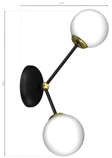 Fali lámpa JOY 2xE14/40W/230V fekete/arany