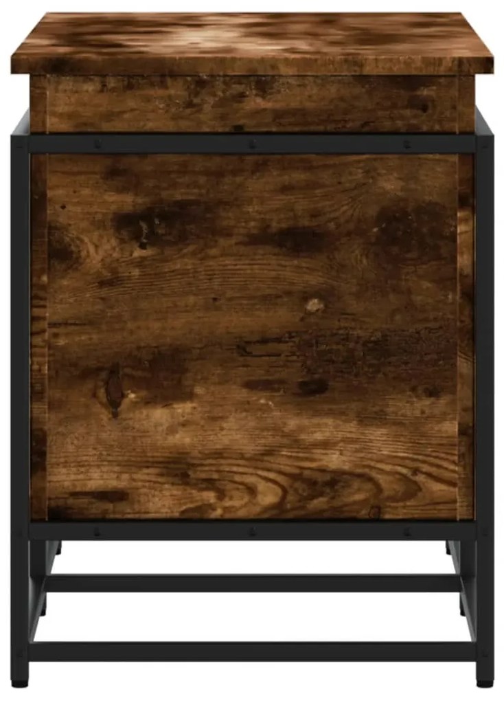 füstös tölgy színű szerelt fa tárolóláda fedéllel 80x40x51,5 cm
