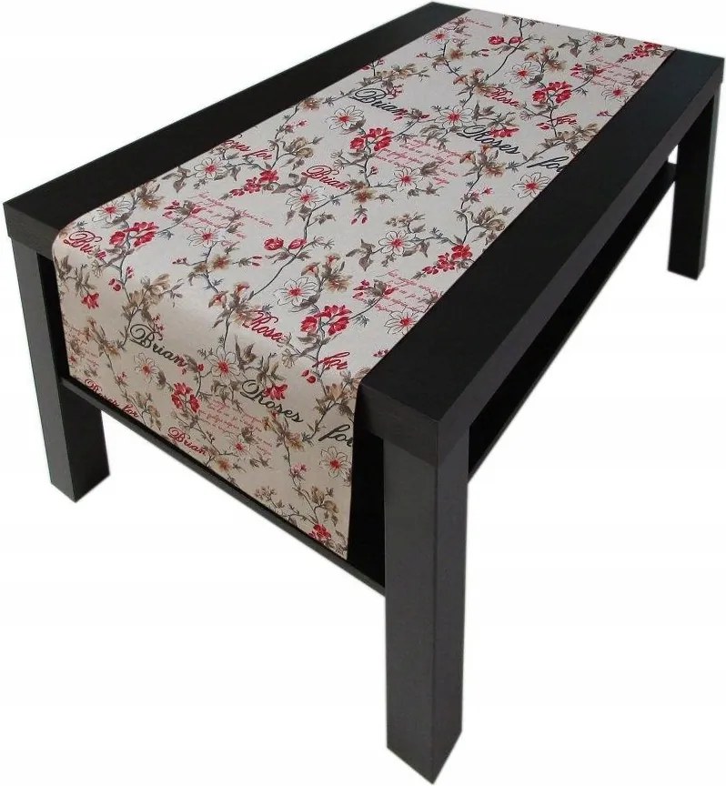 Dekorációs futópad 40x140 Természet kúszó virágok borostyán piros virágok