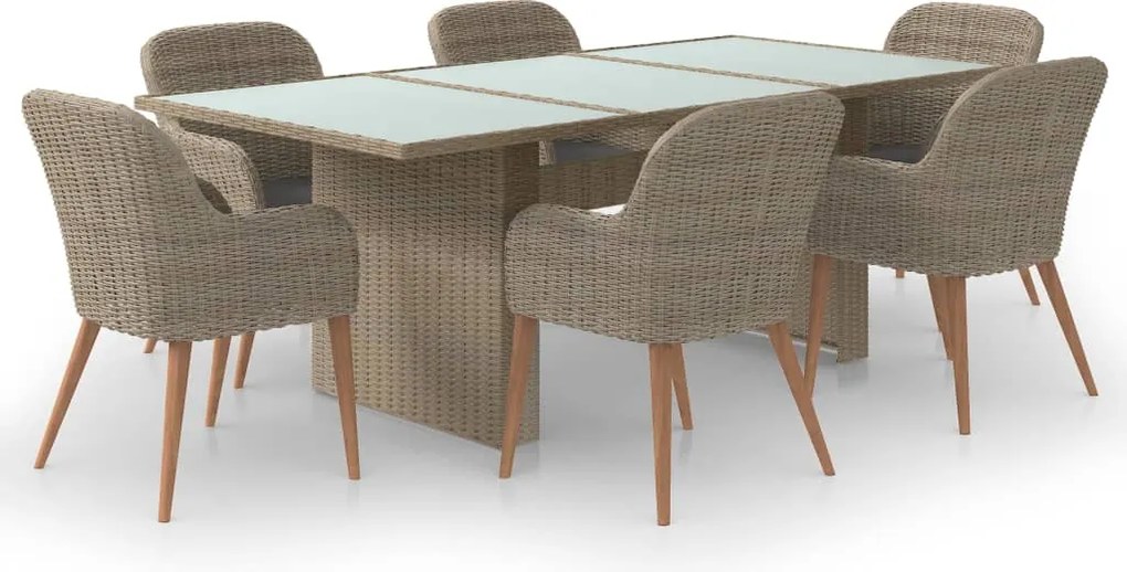 vidaXL 7 részes barna kültéri polyrattan étkezőgarnitúra