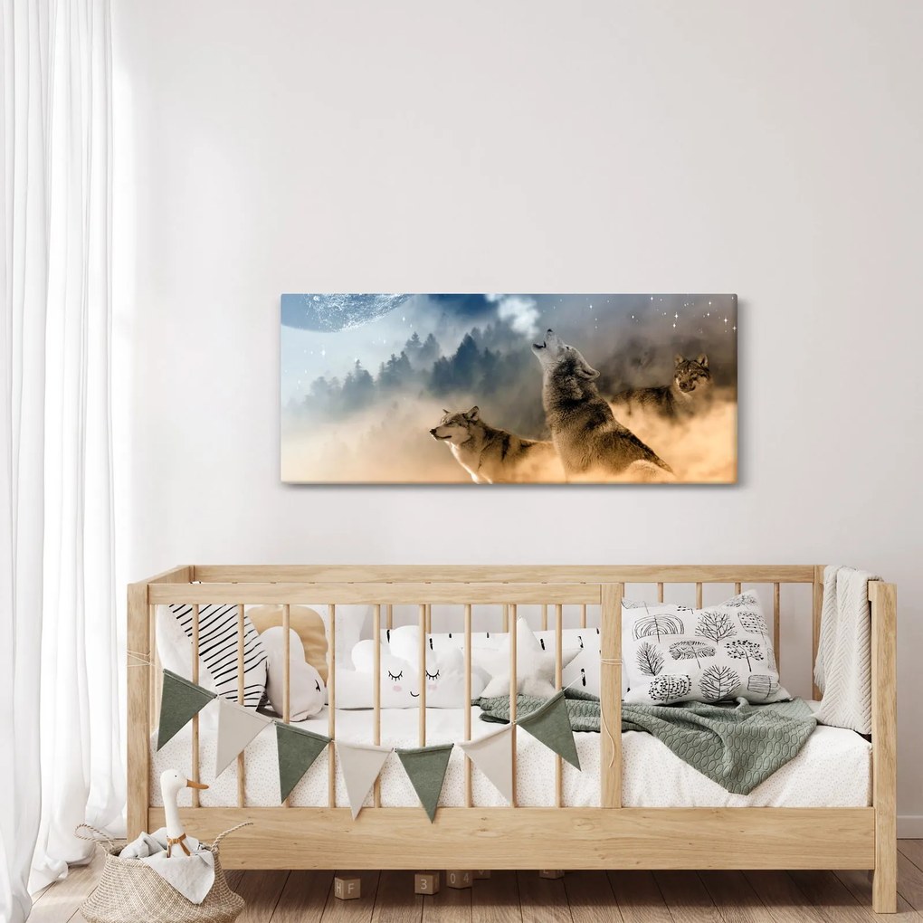 Farkasok üvöltése a holdra képe (120x50 cm)