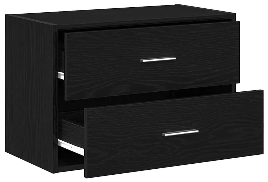 fekete tölgy szerelt fa szekrény 2 fiókkal 60 x 31 x 40 cm