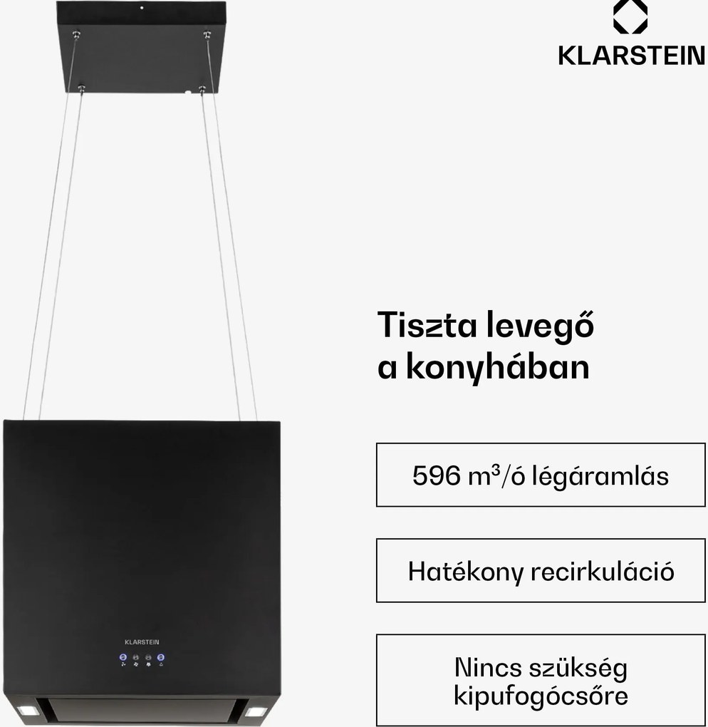 Klarstein Kronleuchter, sziget páraelszívó, 596 m³/ó, LED panel, A energiahatékonysági osztály