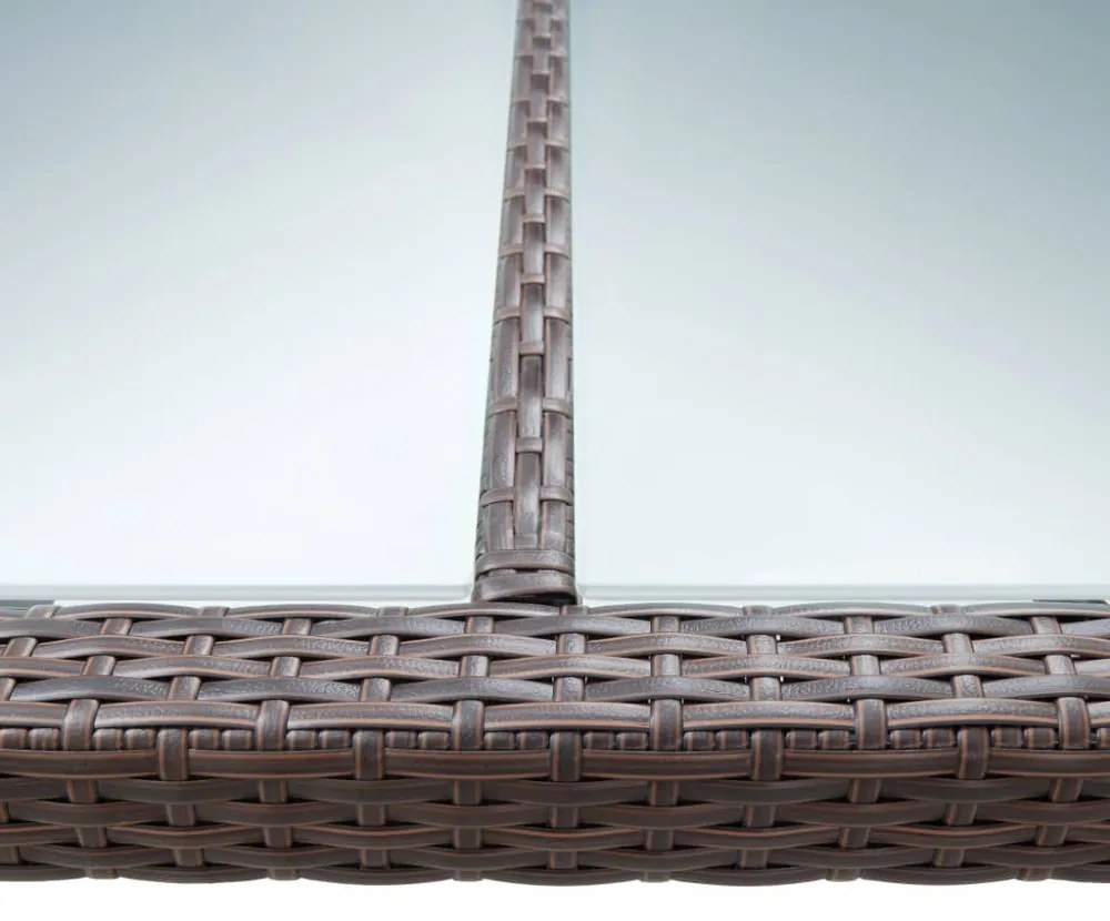 barna polyrattan kültéri étkezőasztal 200 x 150 x 74 cm