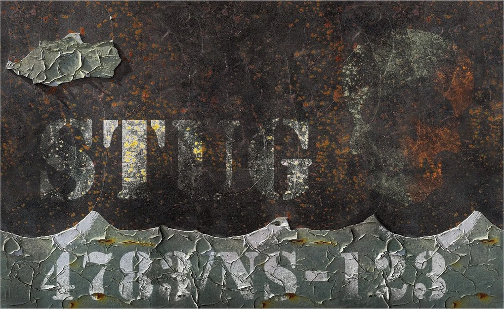 Fotótapéta Rozsda Fém Loft vinil 416x254 Felirat Régi fém festék +ragasztó