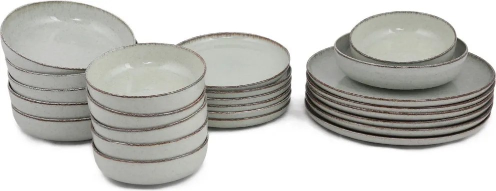 Tányérkészlet porcelán, zöld, 24 darabos