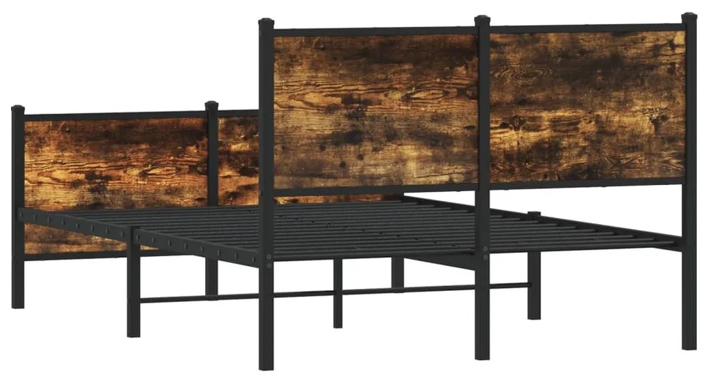 füstös tölgy színű fém ágykeret matrac nélkül 120 x 200 cm
