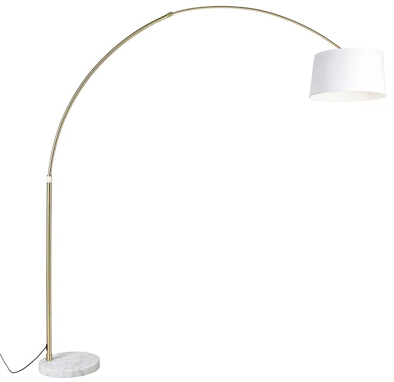 Ív lámpa sárgarézzel és fehér szövetbúrával, fehér 50 cm - XXL