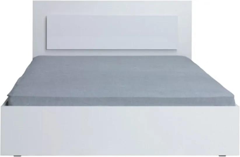 Dupla ágy, 160x200, fehér/ magasfényű fehér HG, ASIENA