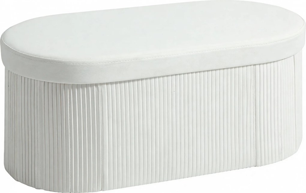 HOMCOM összecsukható tárolós pad 76 x 38 x 35 cm – bársonyhatású párnázott ülőke, tároló puff nappaliba, előszobába, hálóba, krémszínű | Aosom