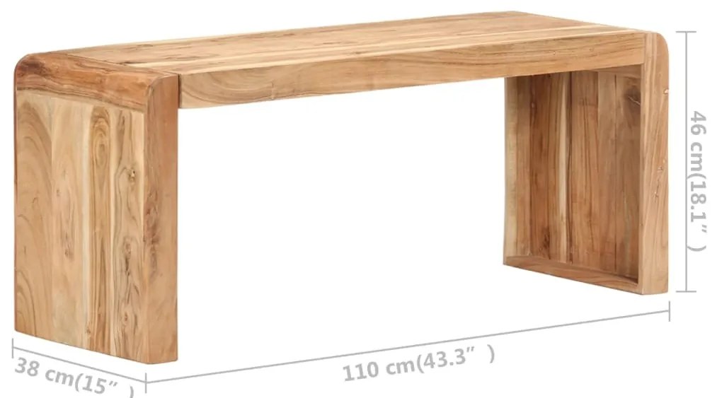 tömör akácfa pad 110 x 38 x 46 cm