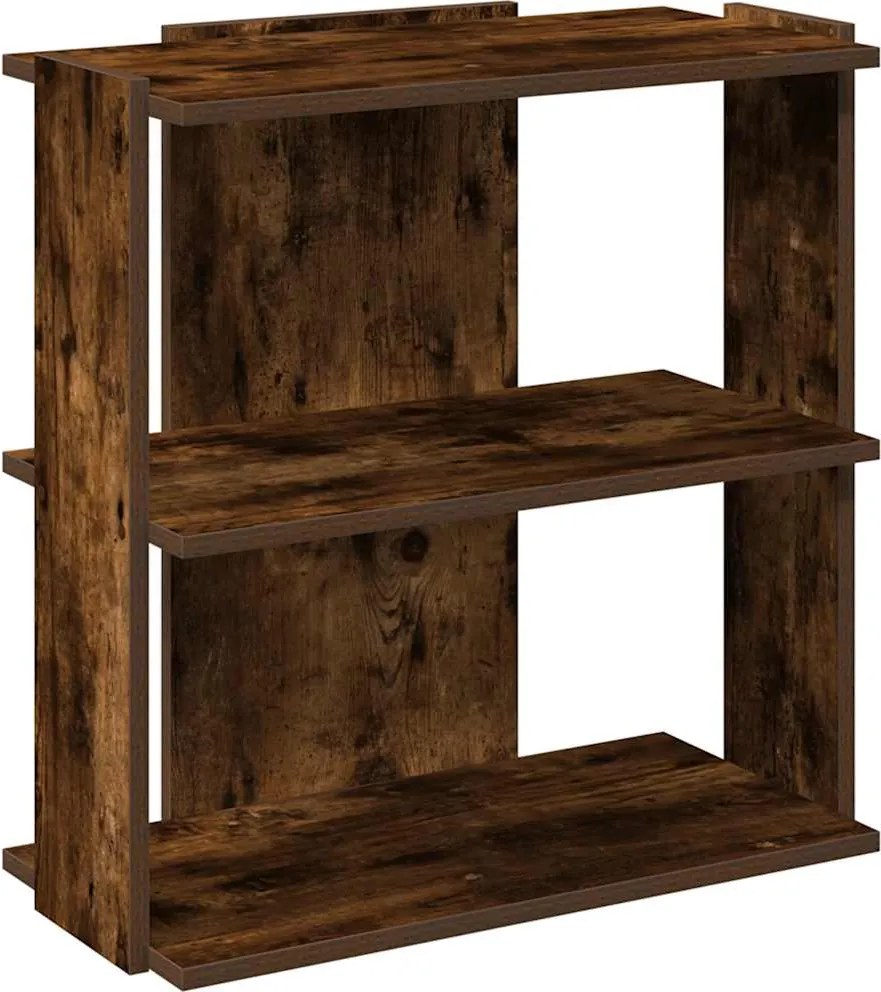 vidaXL 3 szintes füstös tölgy színű szerelt fa könyvespolc 60x30x60 cm