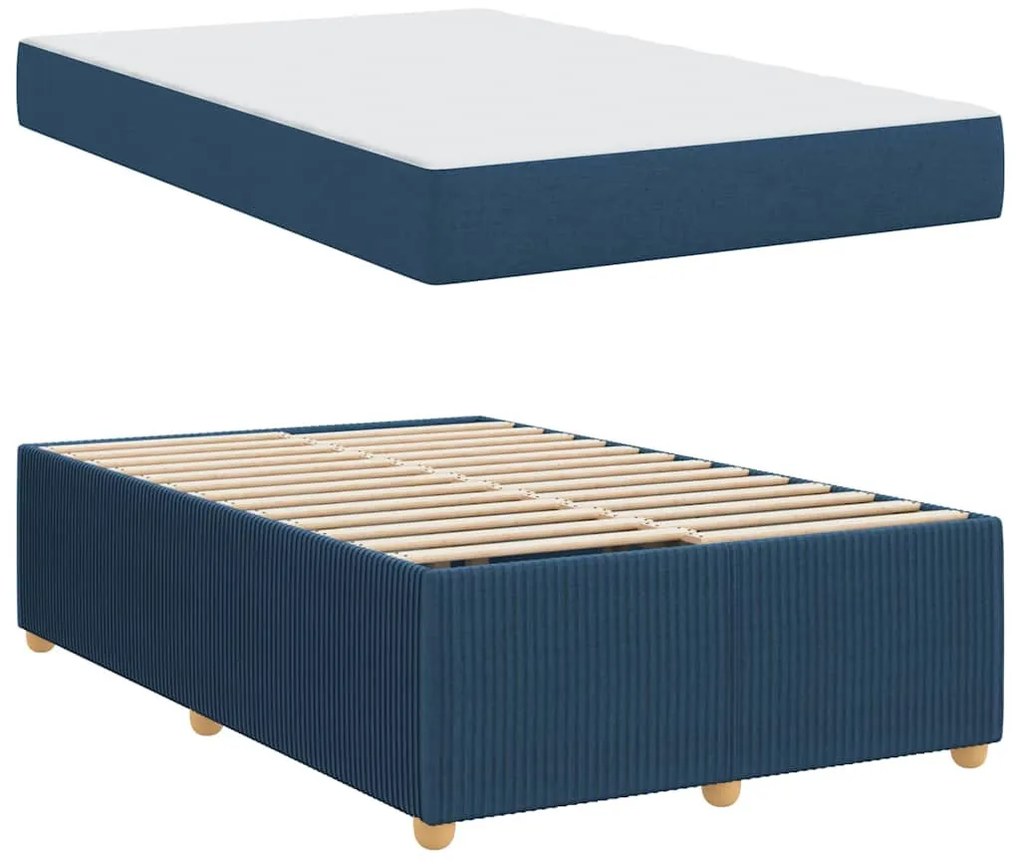 Ágykeret matraccal matracmal Kék 120 x 190 cm szövet