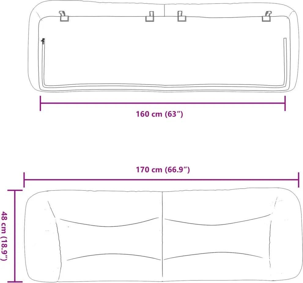 sötétszürke szövet fejtámla párna Hvar 160 cm