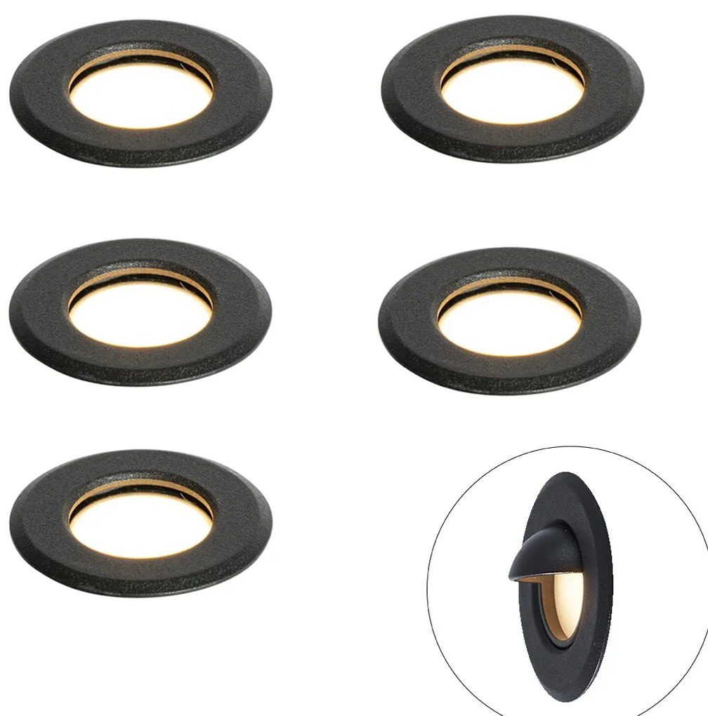 5 darabos modern süllyesztett spotlámpa készlet fekete LED-del IP67 - Linsey