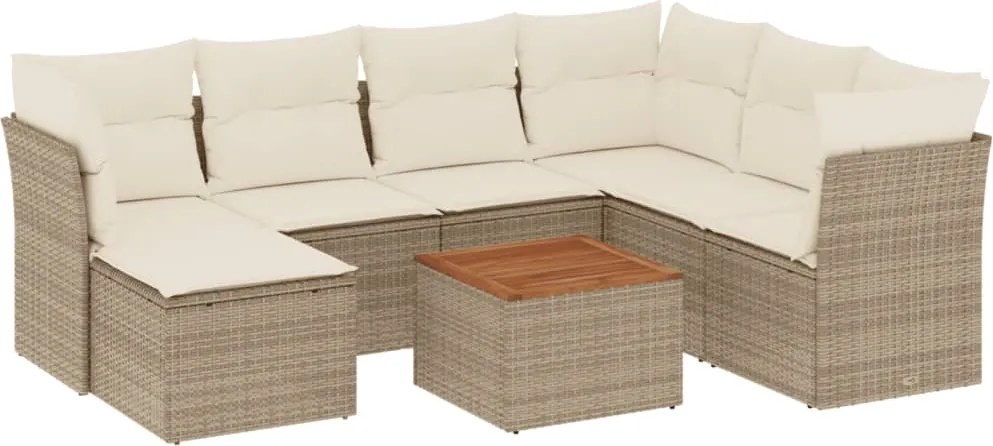 vidaXL 8 részes bézs polyrattan kerti ülőgarnitúra párnával