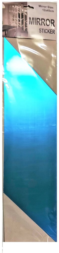 Rombusz Formájú Öntapadós Falra Ragasztható Tükör Kék 12 X 45 Cm