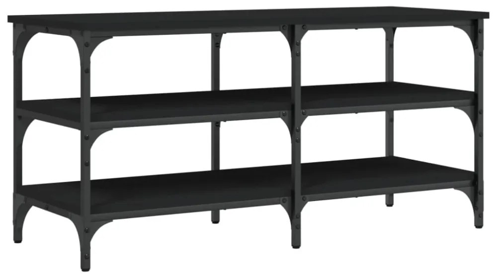 fekete szerelt fa cipőpolc 100x38,5x49 cm