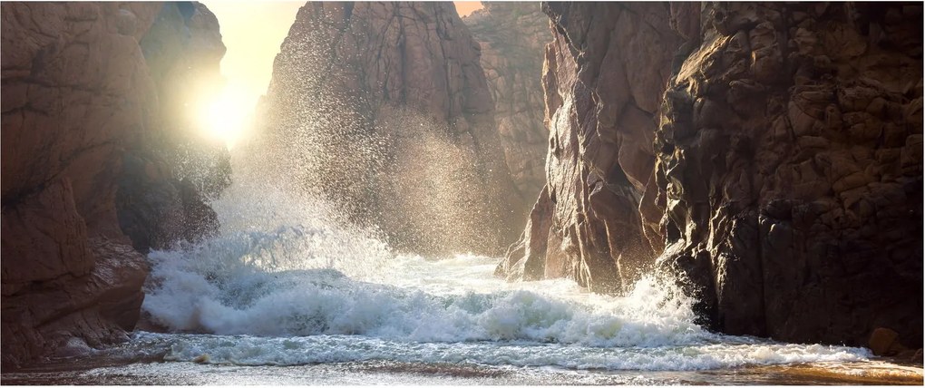 Kép - Az óceán sziklái és hullámai (120x50 cm)