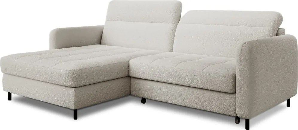 Krémszínű buklé kinyitható-tárolóhelyes sarokkanapé (bal oldali-heverő résszel) Gomsi – ELTAP